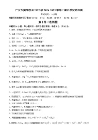 四川省广安友实学校2024-2025学年高三上学期开学考试化学试题（含答案）