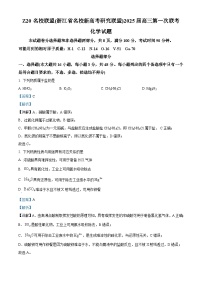 Z20名校联盟（浙江省名校新高考研究联盟）2024-2025学年高三上学期第一次联考化学试题（Word版附解析）