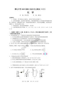 湖南省长沙市雅礼中学2024-2025学年高三上学期（9月）综合自主测试化学+答案