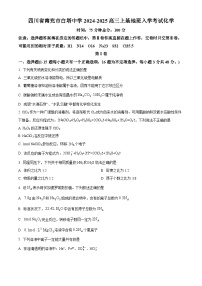 四川省南充市白塔中学2024-2025学年高一上学期9月月考化学试题（原卷版+解析版）