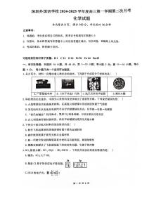 广东省深圳外国语学校2024-2025学年高三上学期9月月考化学试题(有答案)