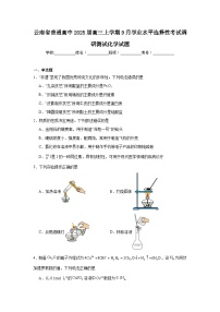 云南省普通高中2025届高三上学期9月学业水平选择性考试调研测试化学试题