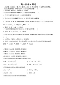 吉林省通化市梅河口市第五中学2024-2025学年高一上学期9月月考化学试题