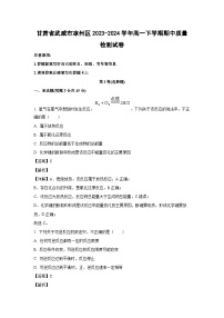 【化学】甘肃省武威市凉州区2023-2024学年高一下学期期中质量检测试卷（解析版）