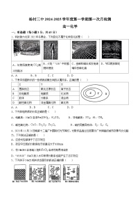 天津市天津市武清区杨村第三中学2024-2025学年高一上学期第一次月考检测 化学试题(无答案)