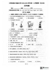 湖北孝感市大悟县楚才高级中学2024-2025学年高一上学期第一次月考化学试题