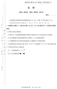 湖南师范大学附属中学2024-2025学年高三上学期第二次月考化学试卷