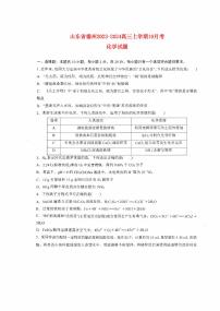 山东省德州2023_2024高三化学上学期10月月考试题pdf