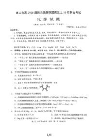 重庆拔尖强基联盟高2025届高三上学期10月联考化学试卷+答案