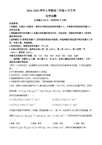 河南省平顶山市叶县高级中学2024-2025学年高二上学期9月月考化学试题（Word版附答案）