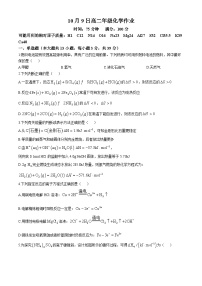 江苏省苏州高新区第一中学2024-2025学年高二上学期10月月考化学试题