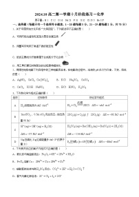 北京理工大学附属中学2024-2025学年高二上学期10月月考化学试题(无答案)