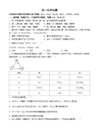 湖南省长沙市雅礼中学2024-2025学年高一上学期10月月考 化学试题(无答案)