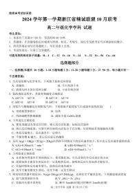 浙江省精诚联盟2024-2025学年高二上学期10月联考化学试卷