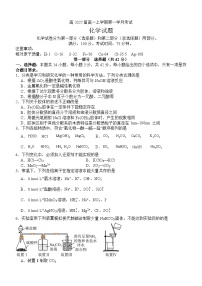 四川省泸州市泸县第五中学2024-2025学年高一上学期10月月考化学试题（Word版附答案）