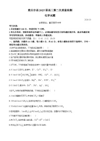 重庆市南开中学2024-2025学年高三上学期10月第二次质量检测化学试题（Word版附解析）