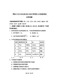 山东省青岛第十七中学2024-2025学年高一上学期第一次月考 化学试题