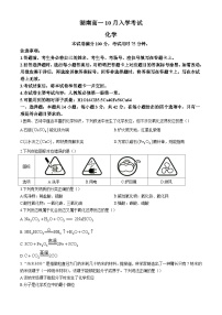 湖南省部分学校2024-2025学年高一上学期10月联考 化学试卷