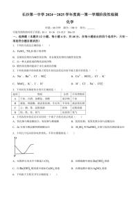 [化学]湖南省长沙市第一中学2024～2025学年高一上学期10月月考试题(有答案)