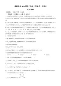 [化学]江西省樟树中学2024～2025学年高三上学期第一次月考试题(有答案)