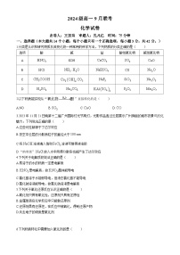 湖南省长沙市东雅中学2024-2025学年高一上学期第一次月考 化学试卷