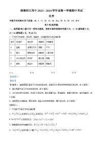 湖南省长沙市师大附中2023-2024学年高一上学期期中考试化学试题（Word版附解析）
