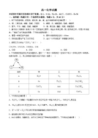 湖南省长沙市雅礼中学2024-2025学年高一上学期10月月考化学试题（Word版附答案）