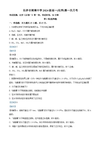 湖南省长沙市周南中学2024-2025学年高一上学期10月月考化学试题（Word版附解析）