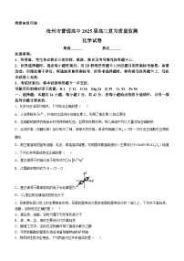 河北省沧州市普通高中2024-2025学年高三上学期10月月考 化学试题