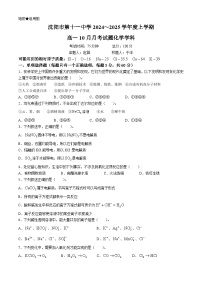 辽宁省沈阳市第十一中学2024-2025学年高一上学期10月月考 化学试卷