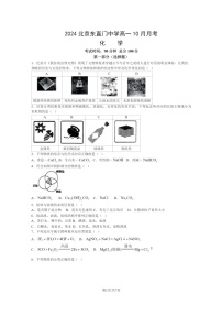 [化学]2024北京东直门中学高一上学期10月月考试卷