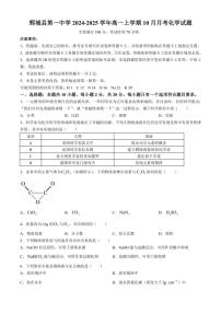 [化学]山东省菏泽市鄄城县第一中学2024～2025学年高一上学期10月月考试题(有解析)