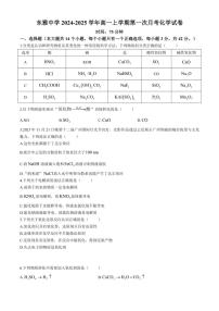 [化学]湖南省长沙市东雅中学2024～2025学年高一上学期第一次月考试卷(有答案0