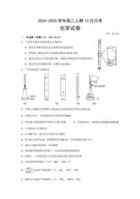 [化学]河南省新乡市原阳县第一高级中学2024～2025学年高二上学期10月月考试题(有答案)