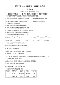 重庆市万州第三中学2024-2025学年高一上学期第一次月考 化学试题