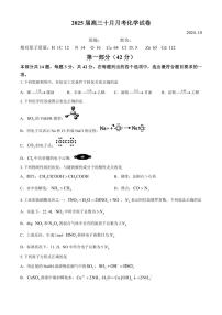 [化学]北京市第二十中学2024～2025学年高三上学期10月月考试题(有答案)