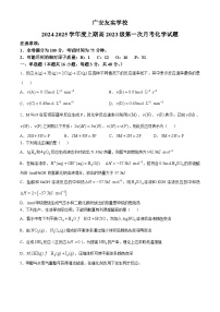 四川省广安市友实学校2024-2025学年高二上学期第一次月月考化学试题