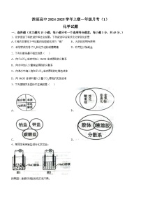 河南省淮滨高级中学2024-2025学年高一上学期10月第一次月考化学试题(无答案)