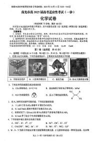 化学丨四川省南充市高2025届高考适应性考试（南充一诊）高三10月联考化学试卷及答案