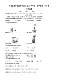 湖北孝感市大悟县楚才高级中学2024-2025学年高一上学期第一次月考化学试题(无答案)