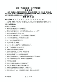 山东省济南市第一中学2024-2025学年高一上学期10月学情检测 化学试题（PDF版，含答案）