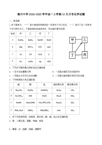 天津市南开中学2024-2025学年高一上学期10月月考化学试题（含答案）