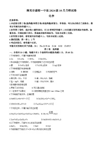 四川省南充市嘉陵第一中学学2024-2025学年高一上学期10月月考  化学试题