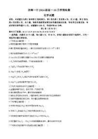 山东省济南市第一中学2024-2025学年高一上学期10月学情检测 化学试题