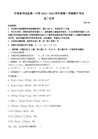 甘肃省庆阳市华池县第一中学2023-2024学年高二上学期11月期中化学试题