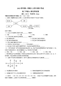 上海大学附属中学2023-2024学年高二上学期期中考试 A班化学试卷 (无答案)