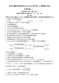 北京市朝阳外国语学校2023-2024学年高二上学期期中考试化学试题（含答案）