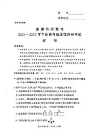 湖南河南湘豫名校2024年高三9月新高考适应性调研考试 化学试题（含答案）