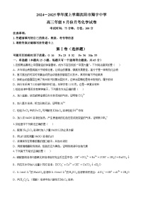 辽宁省沈阳市翔宇中学2024-2025学年高三上学期10月月考 化学试题(无答案)