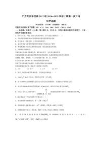 [化学]四川省广安友实学校2024～2025学年高三上学期10月月考试卷(有答案)